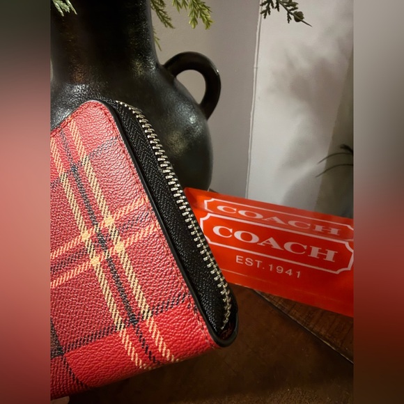 Coach Red Tartan Plaid Wristlet - Picture 6 of 11